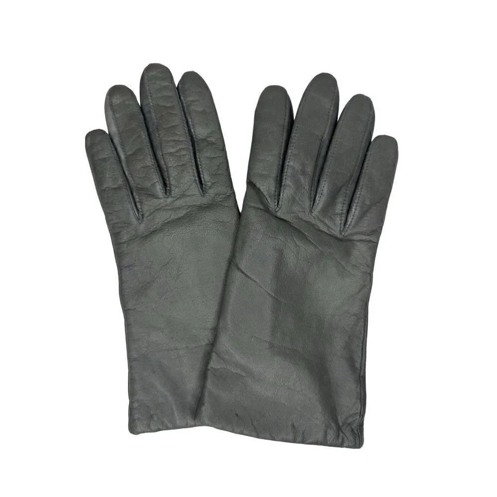Women’s Gray Leather Lined Gloves Size 7